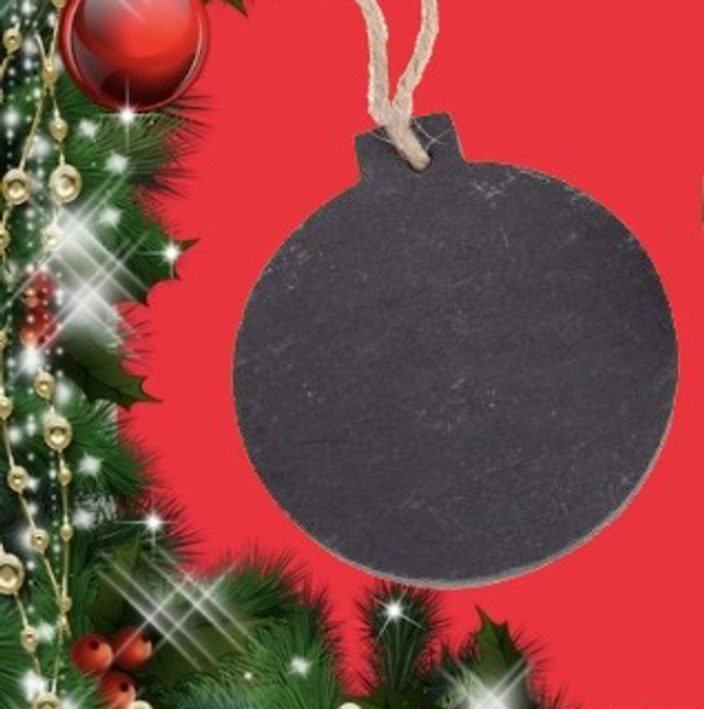 Festive Baubles Slate Personalised 