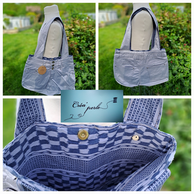 Sac jeans  recyclé argenté ou saumon