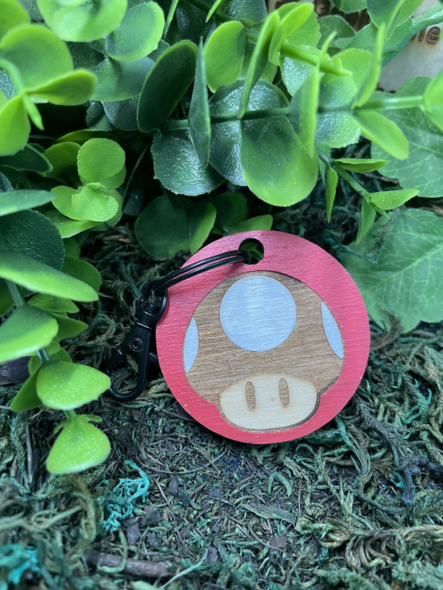 Porte clé Toad en bois.