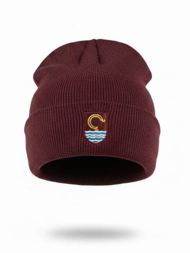 Emblem Burgundy Beanie 