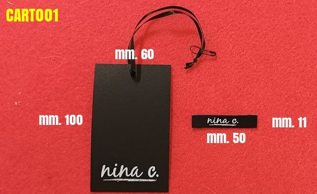 Cartellini abbigliamento personalizzati con laccetto e spilletta mm. 60x100, pendenti abbigliamento, tag personalizzati 