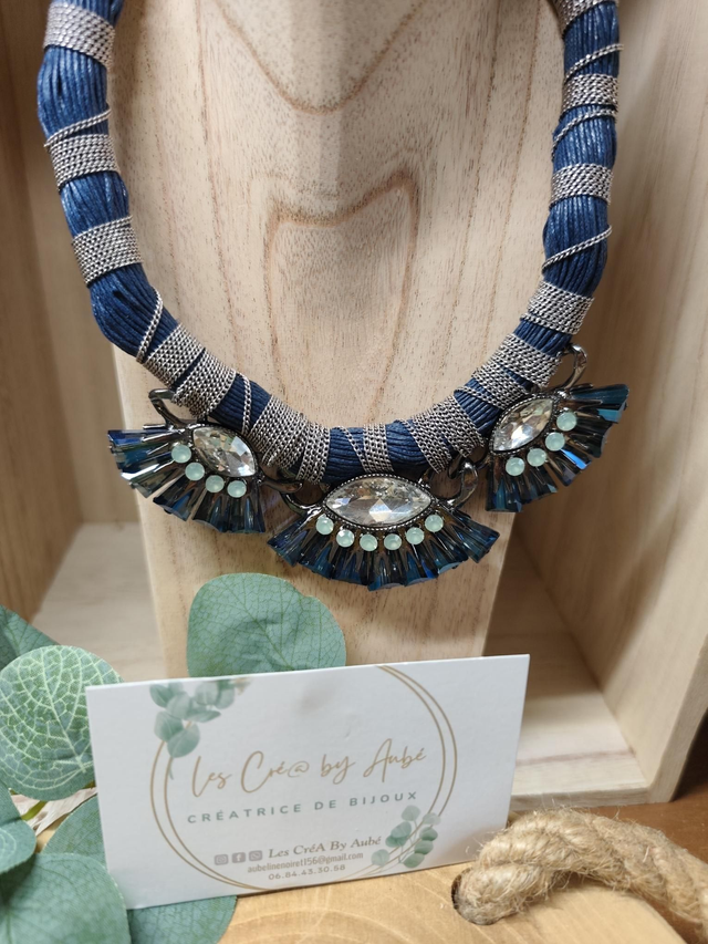 BIG COLLIER OEIL DIAM'S ARG./BLEU 0000871