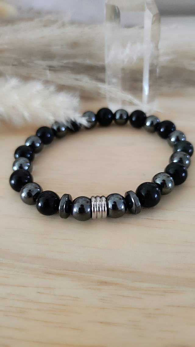 Bracelet "Protection" Obsidienne et Hématite