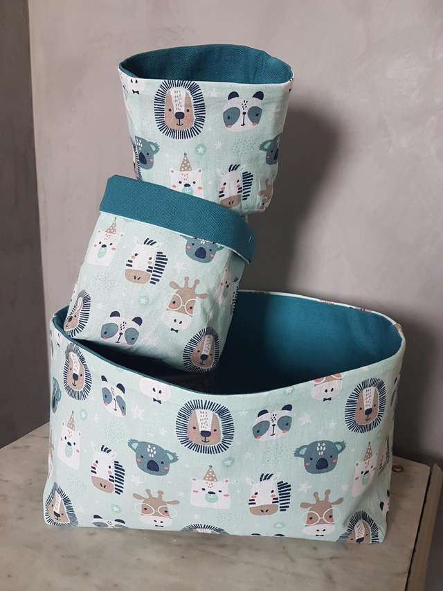 Trio paniers bleu animaux sauvages bleu