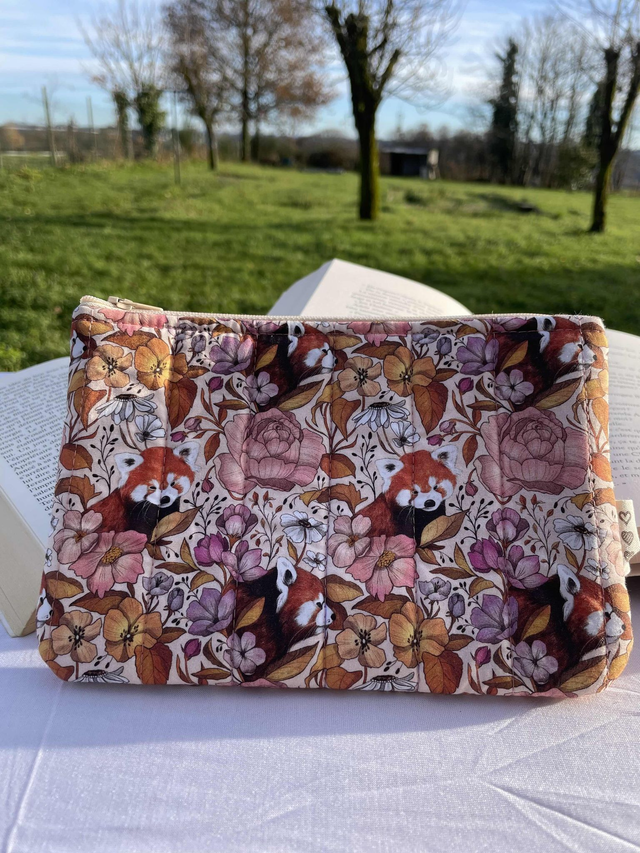 Pochette plate zip panda roux