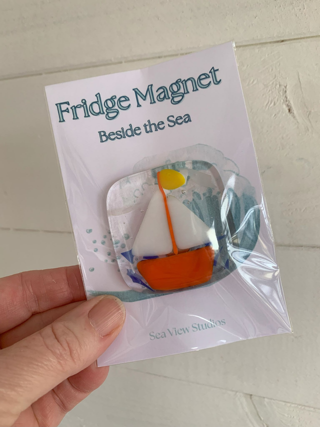 Beside the Sea Boat on the Ocean Fridge Magnet Gift