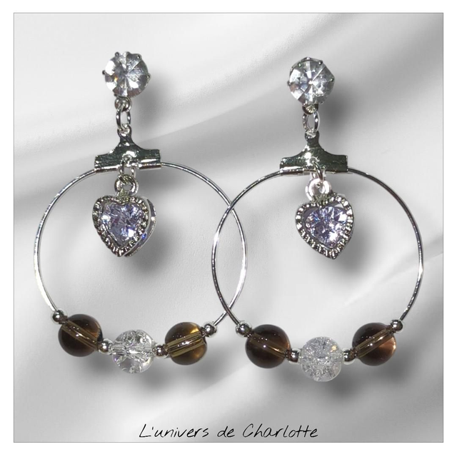 Boucles d'oreilles "Quartz fumé" BO-171