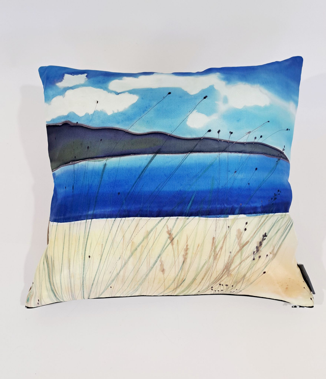Sunny beach silk cushion