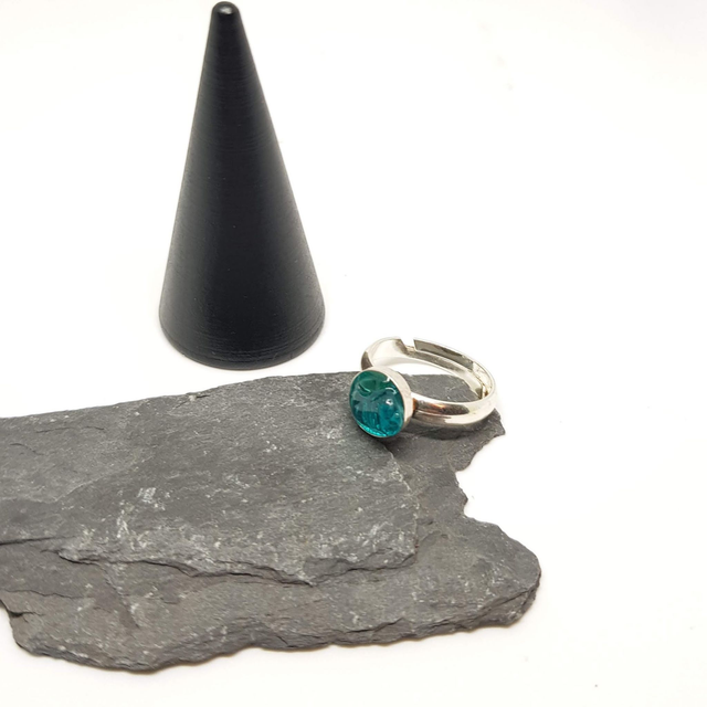 Sterling Silver Rings with Scottish Seaglass: Teal, Green & Olives