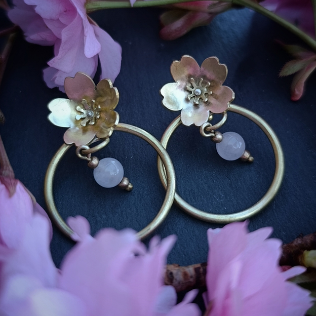 COLLECTION "SOLEIL LEVANT" - Boucles d'oreilles "Sakuya-Himé" (modèle 1)
