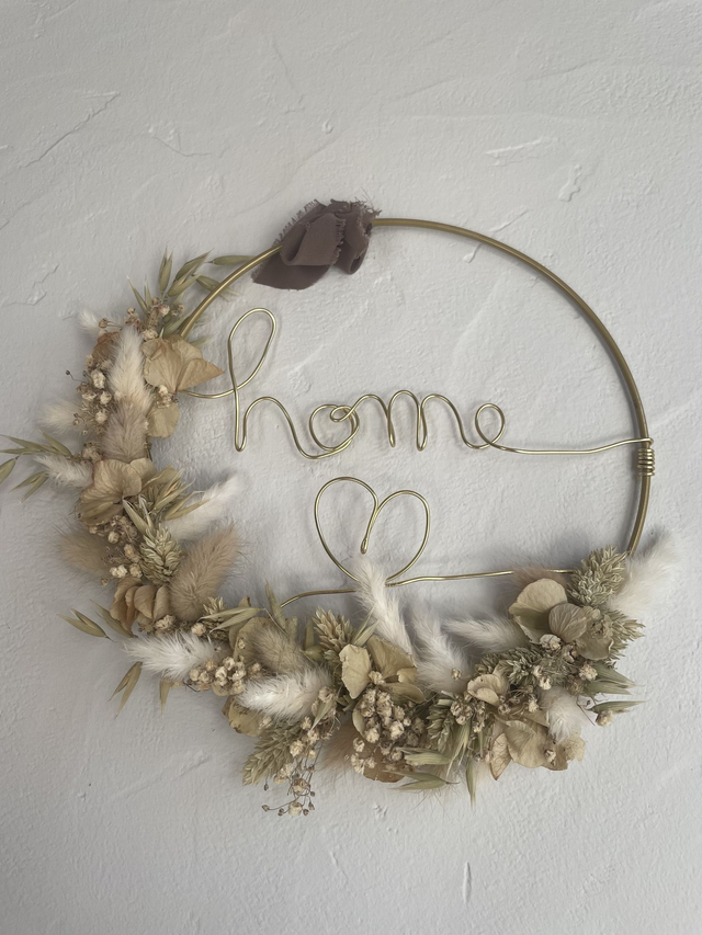 Couronne murale fleurs séchées "Nid Bohème"