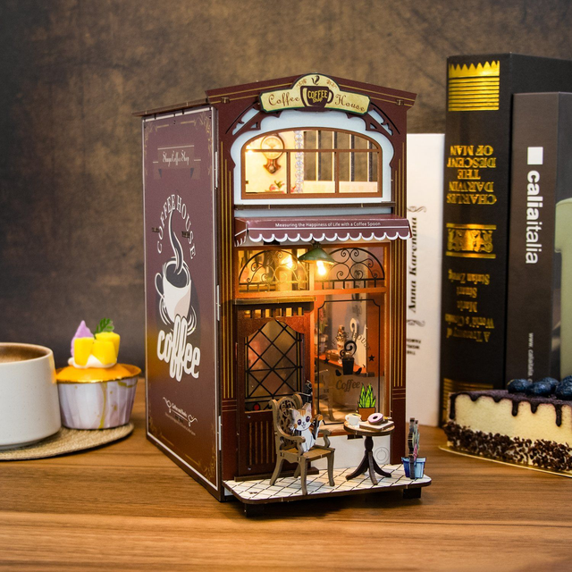 Serre-Livre / Bookend Diorama Lumineux - Coffee House 