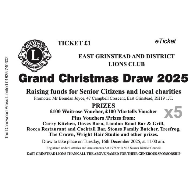 Lions Raffle Tickets 2025 Book of 5