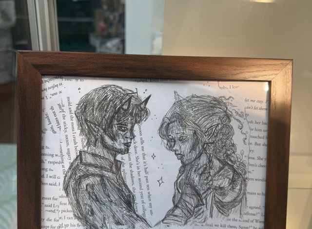 Hand drawn framed art