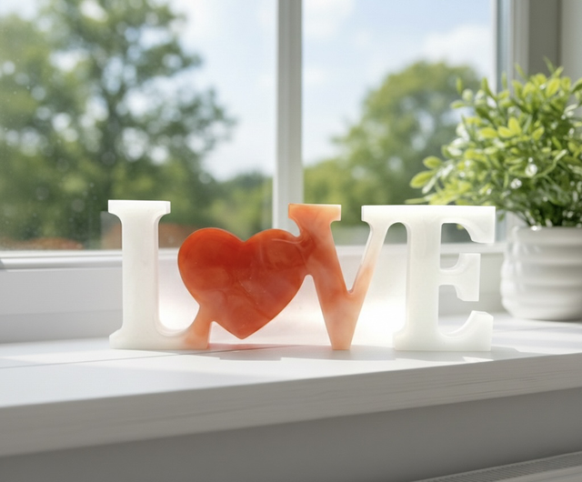 Bibelot Love blanc avec cœur rouge tout en nuance 