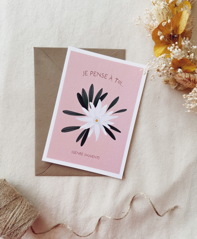Carte Je pense à toi Edelweiss 