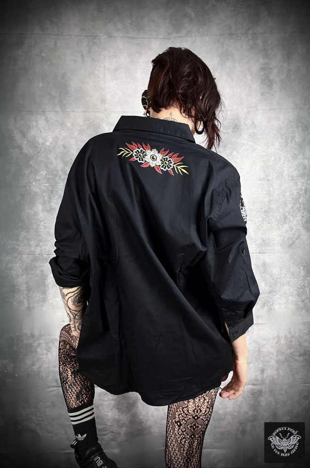 Chemise style Pin up "Ancre &amp; Fleurs" Black