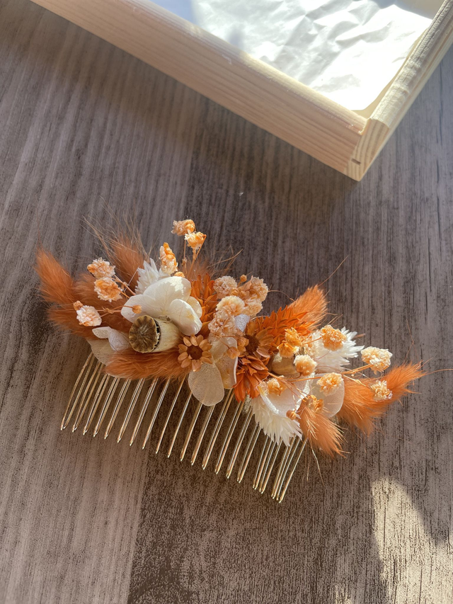 Grand Peigne à cheveux en fleurs séchées