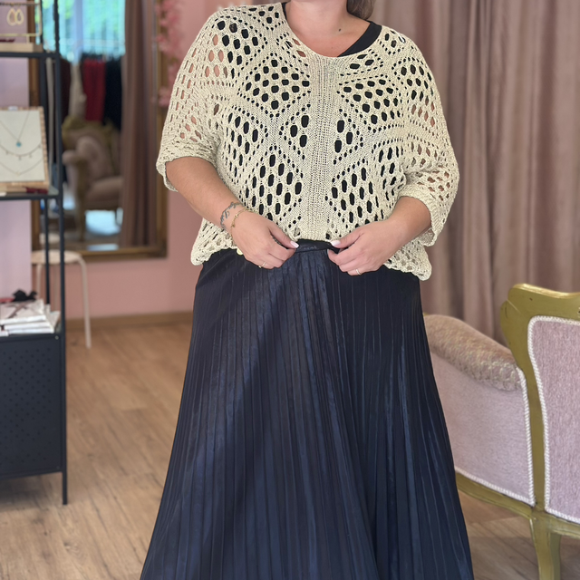 247-Jupe plissée noir Taille unique du 42 au 52