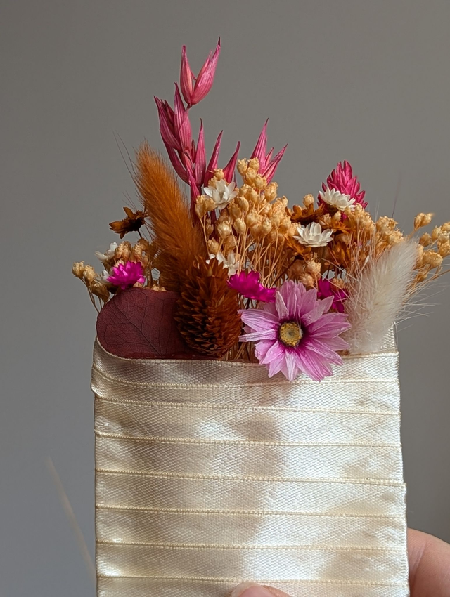 Boutonnière Pochette EDNA - Rose Blanc Terracotta