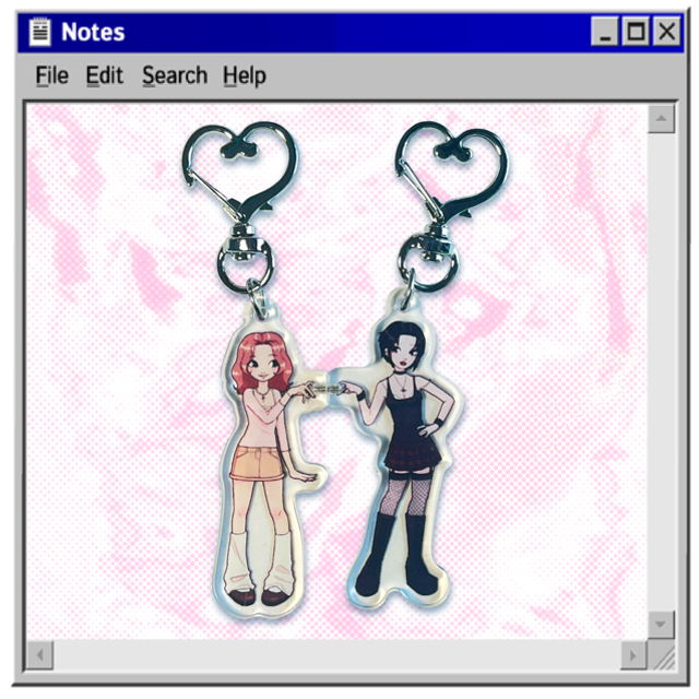 Nana & Hachi matching glitter keychains - set of 2 keychains -