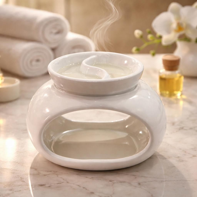 "Blanc ovale" - Brûleur huile &amp; Fondant - Céramique