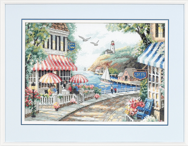 Counted Cross Stitch Kit: Cafe by the Sea - Dimensions