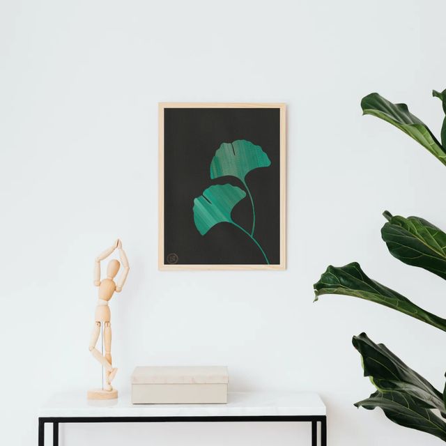 🌿 Duo de feuilles de ginkgo vert