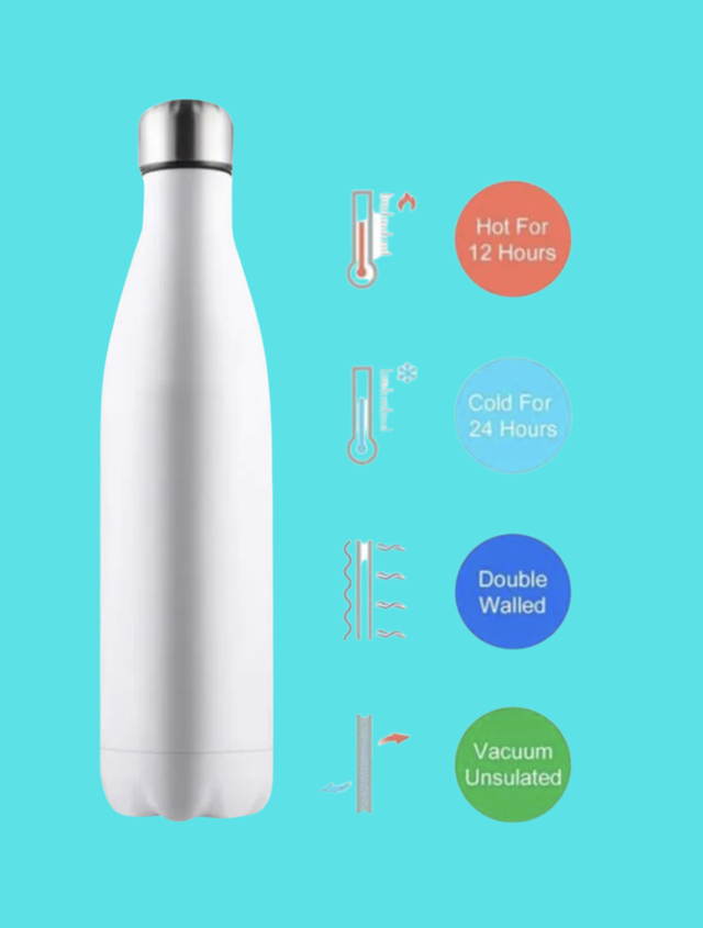 SUBLIMATED - Cola Shaped Double Walled Insulated Thermos Bottle