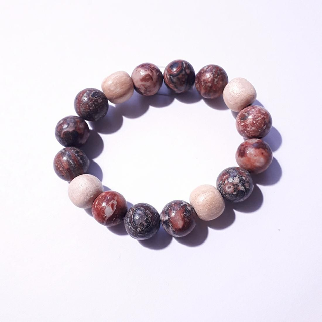 Leopard Jasper &amp; Palo Santo Bracelet 