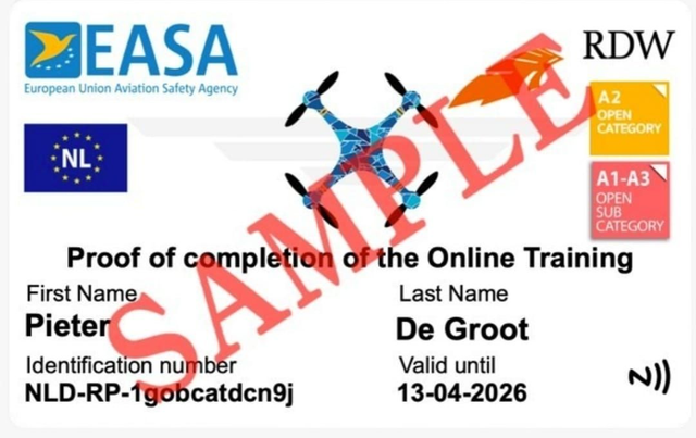 Dronepas met NFC- Direct en QR Code