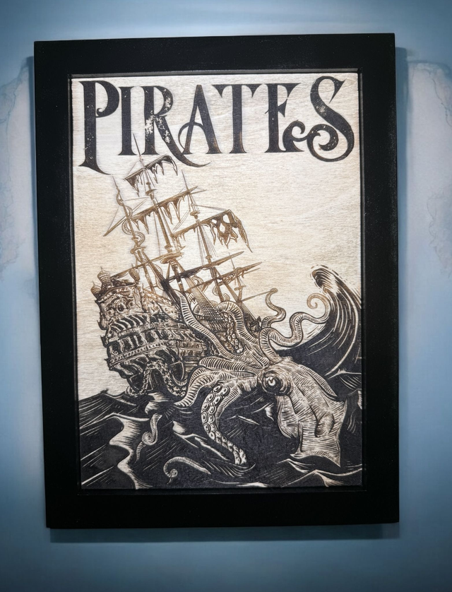 Tableau gravé bateau pirate vs kraken v2