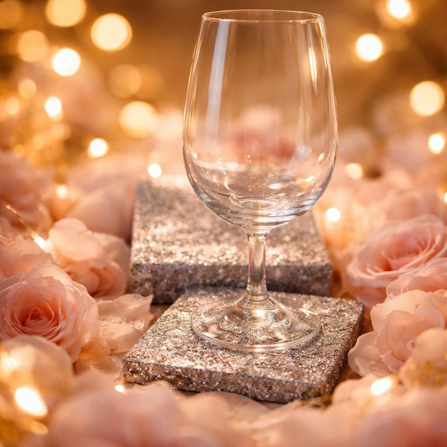 Ensemble de 4 dessous de verres et son support -Collection feuilles d'argent 