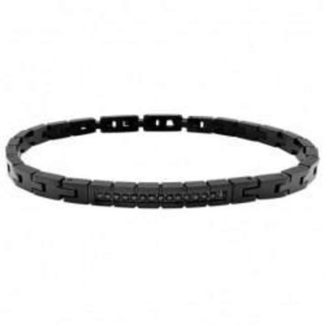 Bracciale uomo in acciaio colore nero con cristalli 