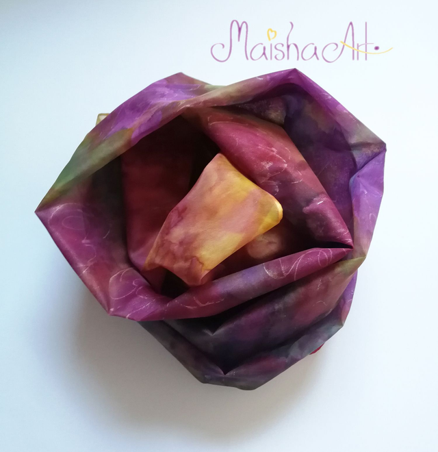 Unikaten, Ročno poslikan Svilen Šal, Roza Vrtnice