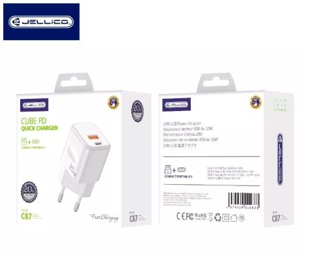 Adaptateur secteur double ports USB et USB-C/Type C (20W) JELLICO C87 AR0019180