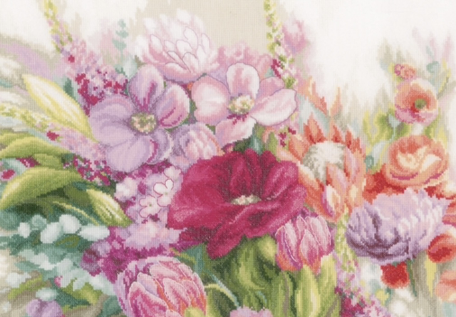 Lanarte Bright Florals Counted Cross Stitch Kit