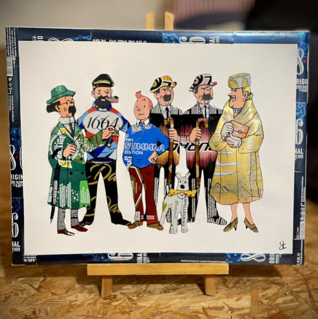 Tableau Tintin et sa bande 40x50 cm