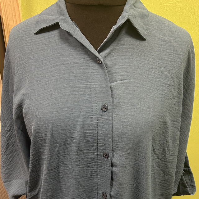 LMF - Blue Linen Top - Basic Collection with Buttons to Front - Free Size - 1916