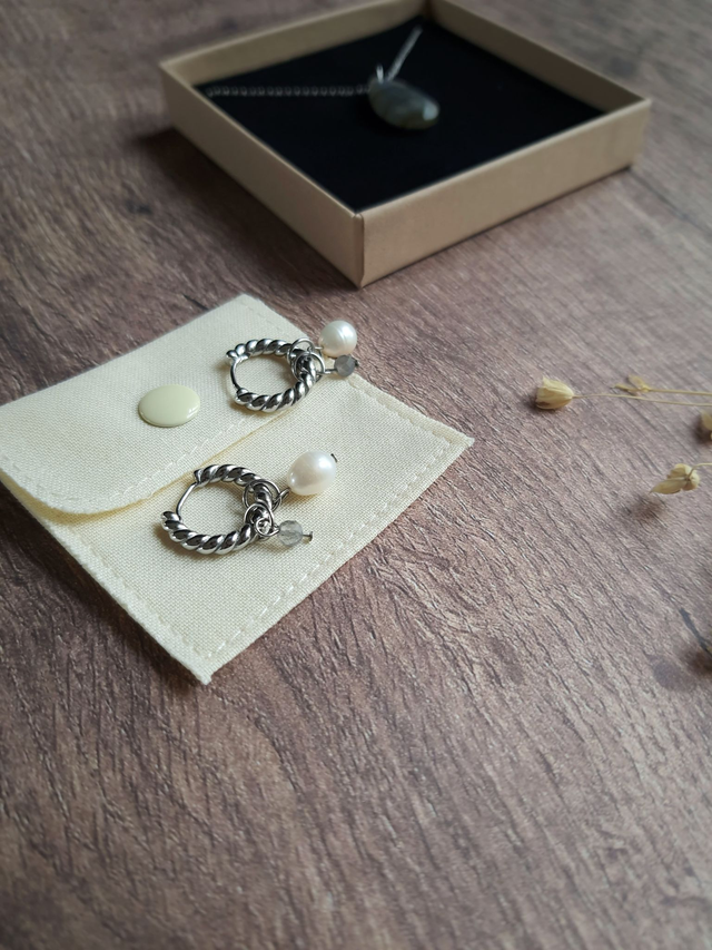 Créoles Givre argentés - Labradorite