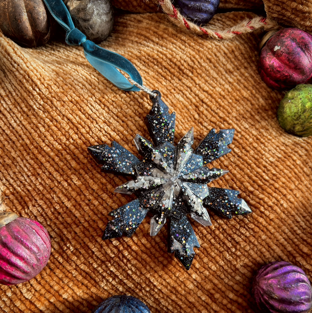 Snowflake Decoration - Navy and Silver