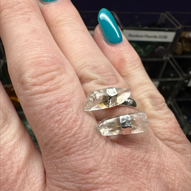 Clear Quartz Ring Adjustable 