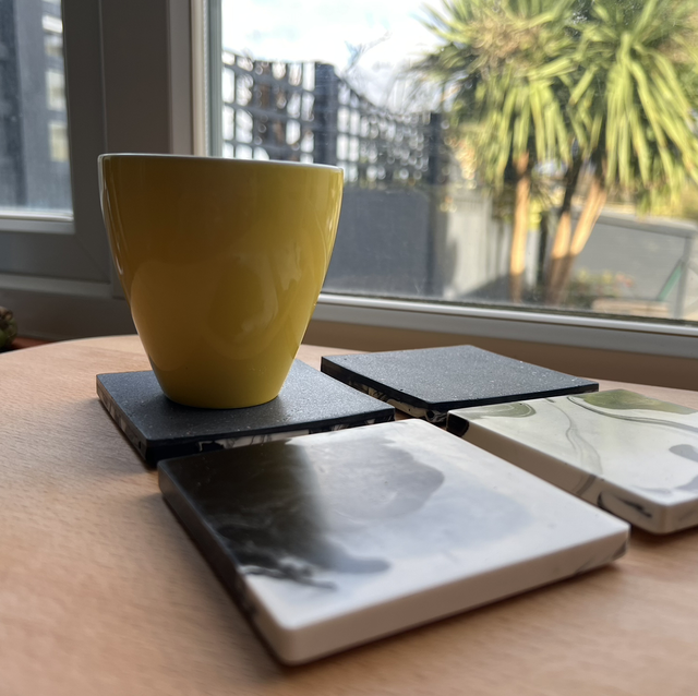 Black terrazzo square coaster