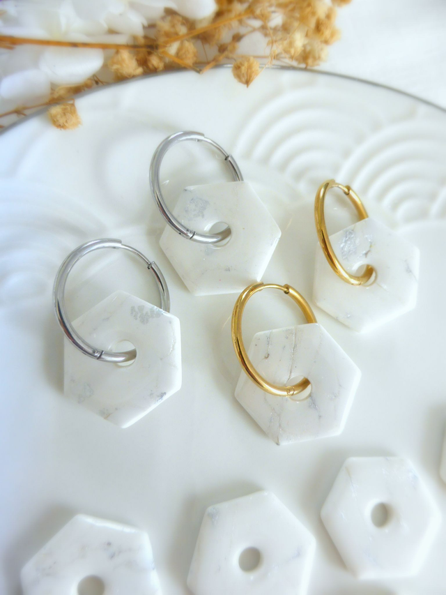 Perles hexagonales blanches - Mix &amp; Boucles