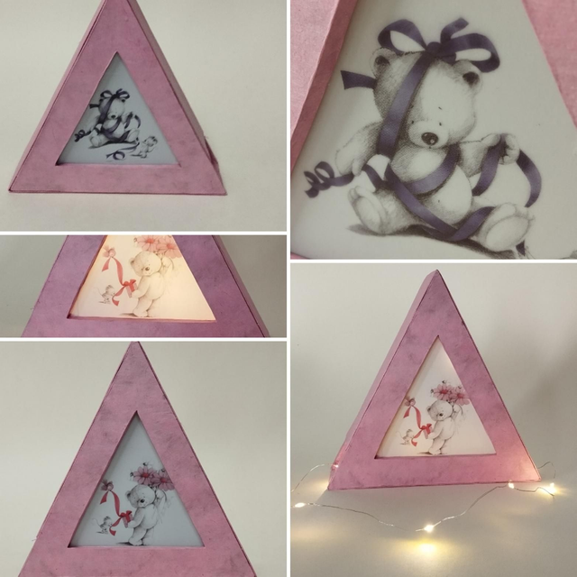 Veilleuse Triangle rose - à led (guirlande fournie)