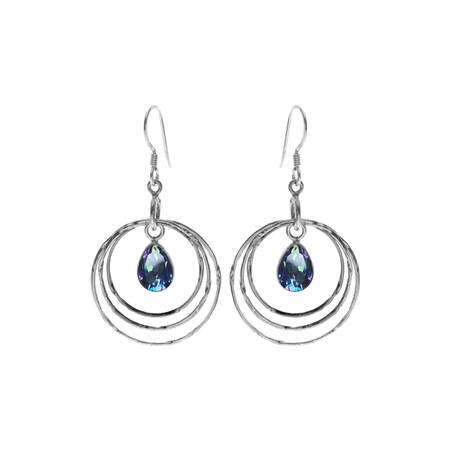 Teardrop Mystic Topaz Earrings With Circles