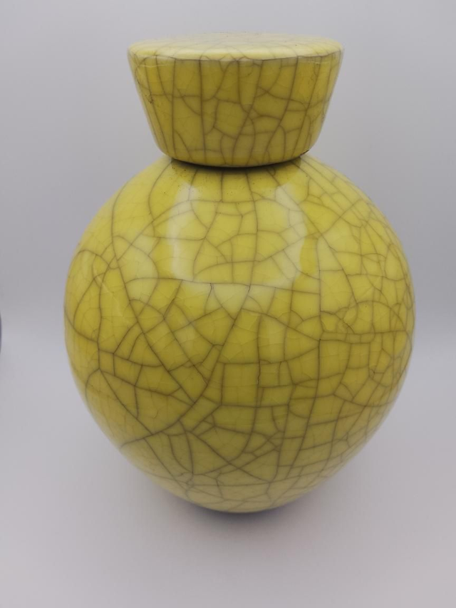 Yellow Glazed Raku Stopper Vase