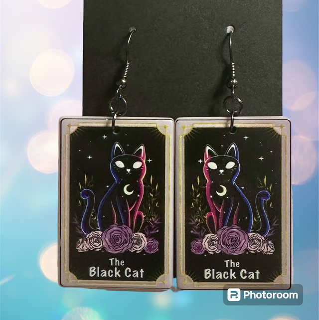 Black Cat Tarot Earrings