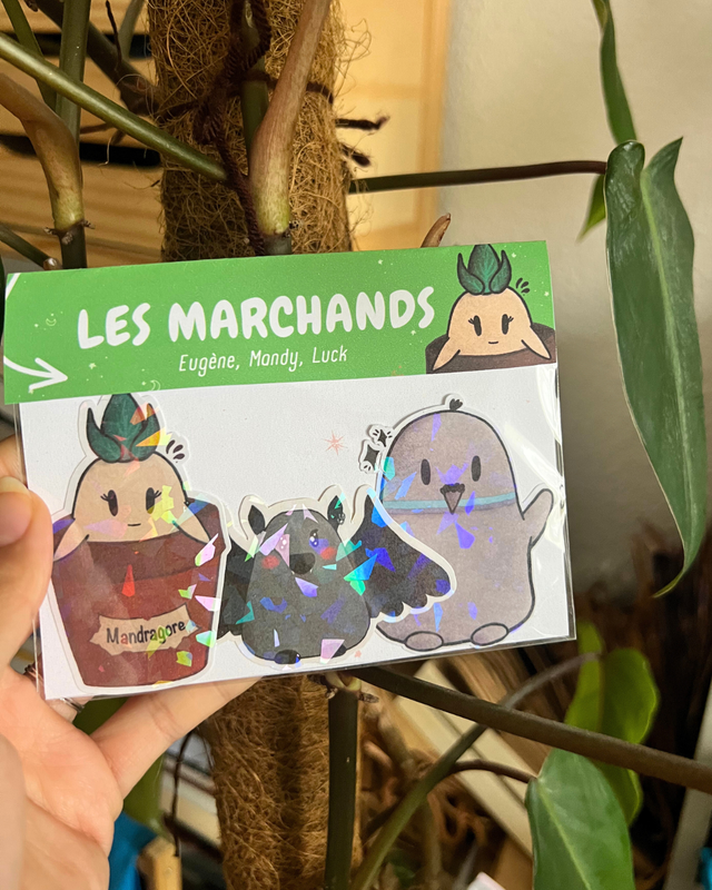 Les marchands | Lot de 3 stickers créatures waterproof