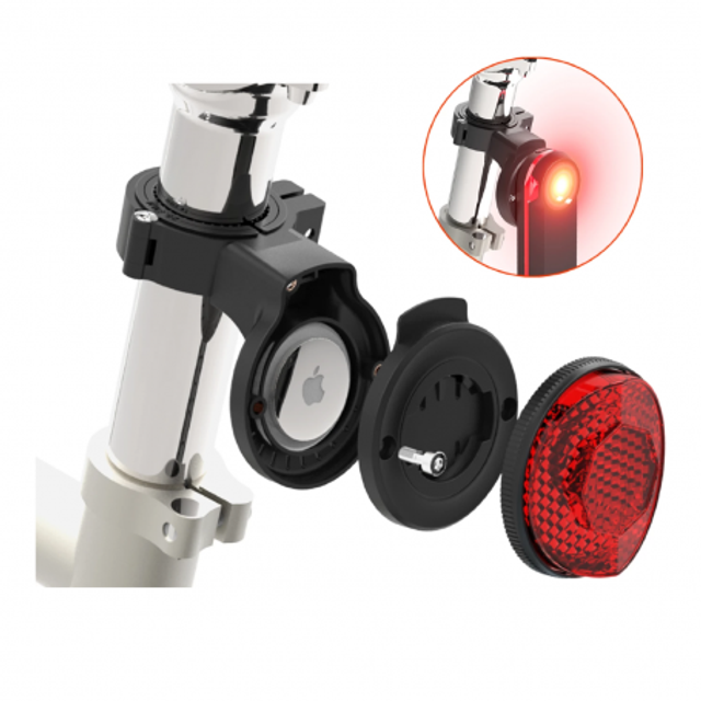 Support de tige de selle avec réflecteur arrière, feu arrière Radar et Apple AirTag (Mayline)